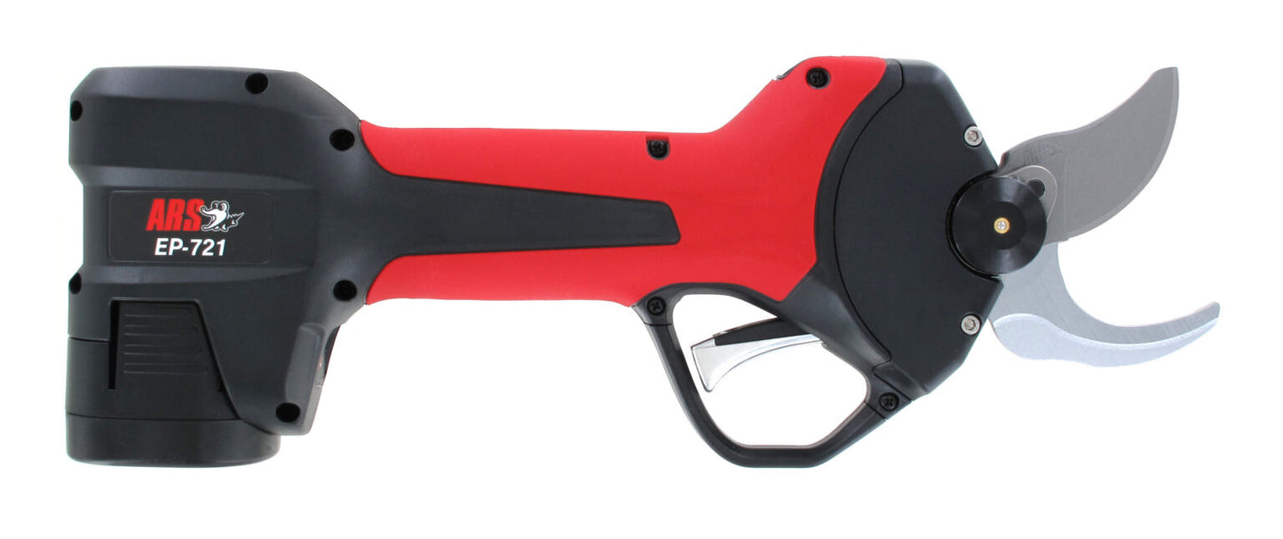 Battery-powered pruner, red/black